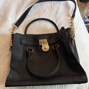 Michael Kors Black Satchel with Gold Accents
